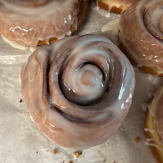 Glazed cinnamon bun